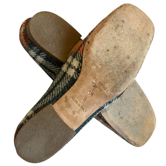 SOLD ❤️ KATE SPADE NEW YORK | Wool Plaid 1/4” Heeled Loafers Flats Shoes, Women - Picture 9 of 9